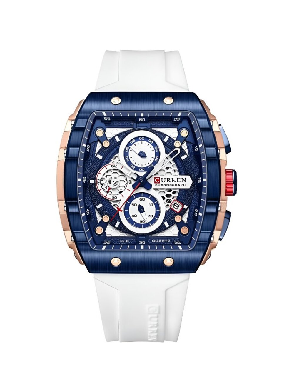 Luxury Chronograph Watches for Mens Rubber Strap Black Waterproof